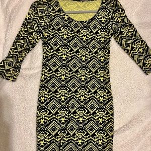 3/4 sleeve Tribal Bodycon dress mini